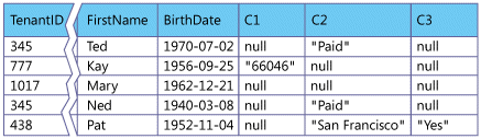 table with a present collection of custom fields